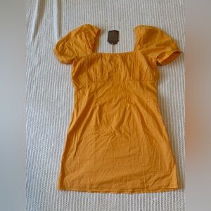 Anthropologie Mustard Yellow Puff-Sleeve Mini Dress